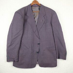 Vintage Blazer Mens 46R Purple Linen Blend Two Button Business Casual Viscose